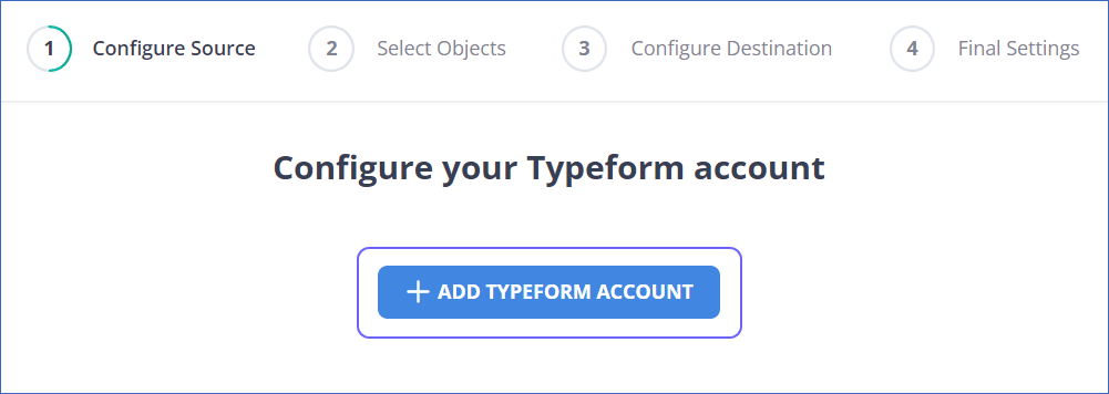 typeform to snowflake: Add Typeform account